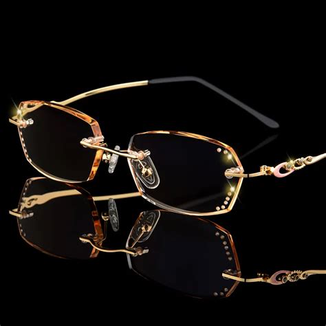 rimless glasses with diamonds.